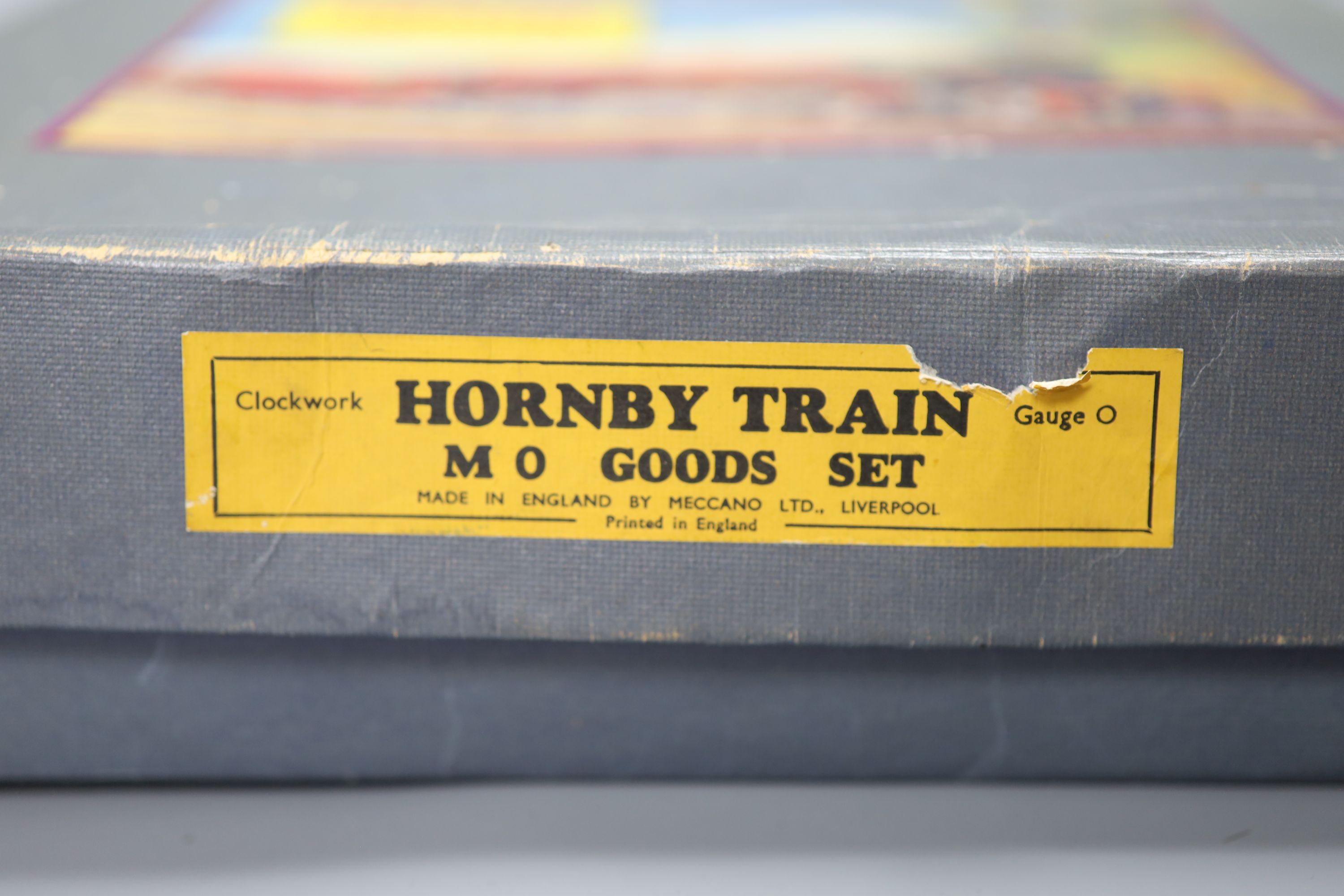 A boxed Hornby MO Goods tinplate train set, post war